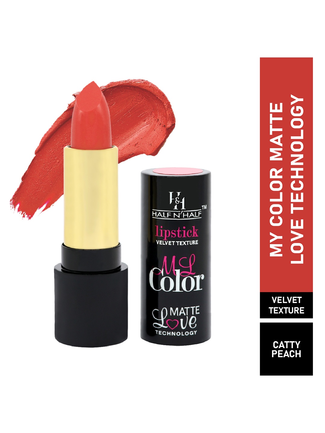 

Half N Half My Color Matte Velvet Texture Love Lipstick - Catty Peach, Red