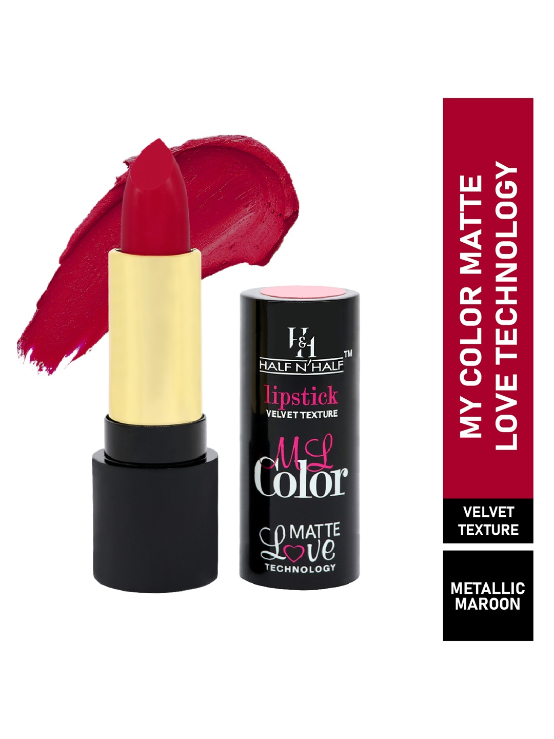 

Half N Half My Color Matte Velvet Texture Love Lipstick - Metallic Maroon