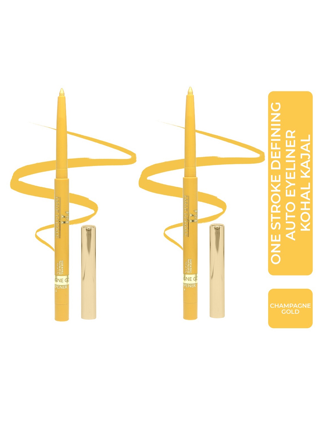 

Half N Half Set of 2 Eyeliner Kohl Kajals - Champagne Gold 05, Yellow