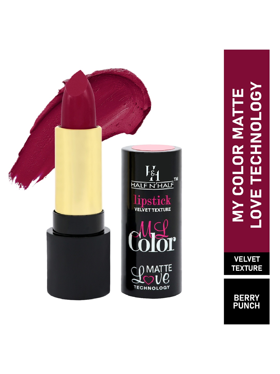 

Half N Half Velvet Matte Texture My Color Lipstick - Berry Punch, Burgundy