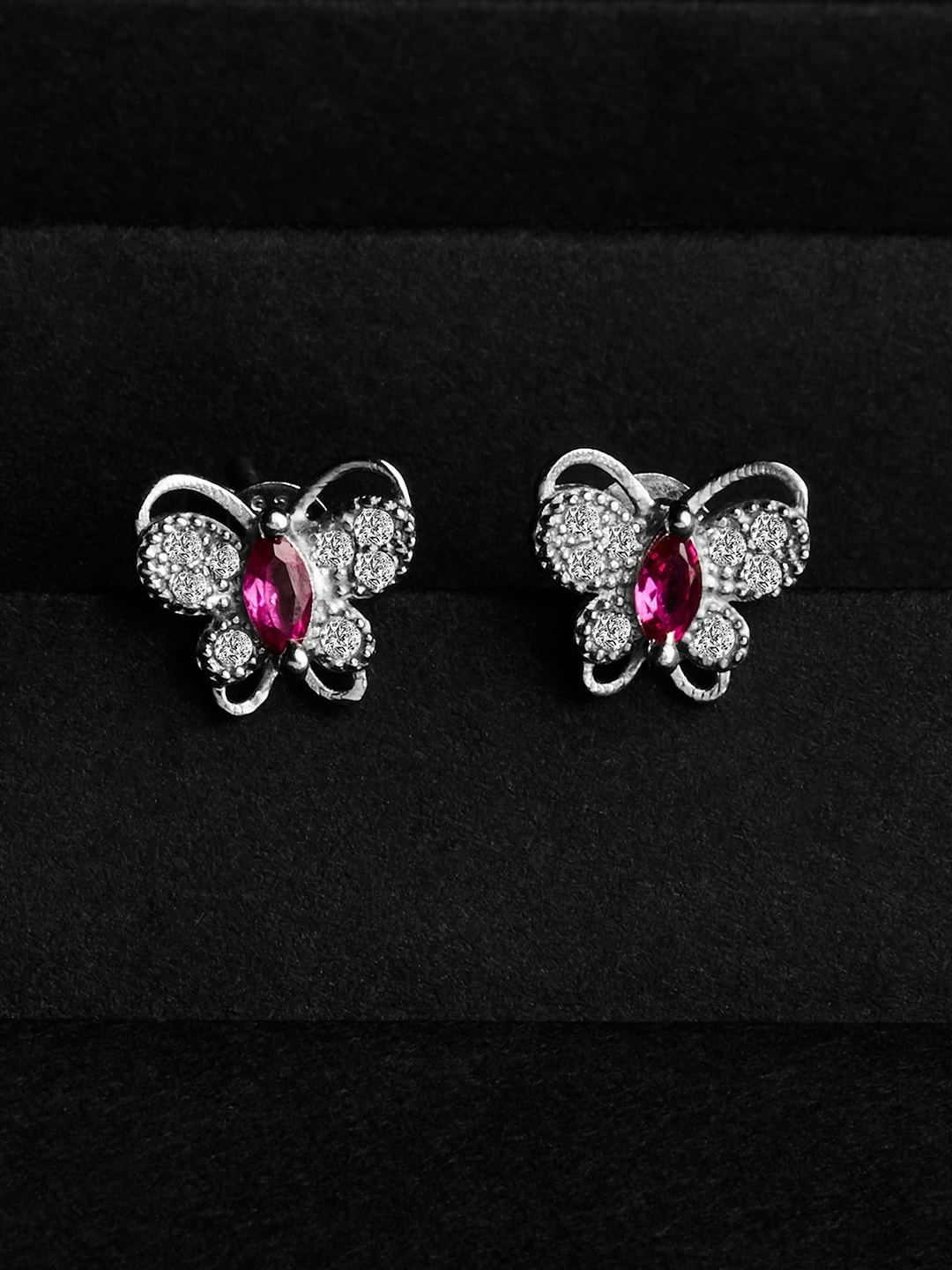 

GIVA 925 Silver Pop Pink Studded Butterfly Studs