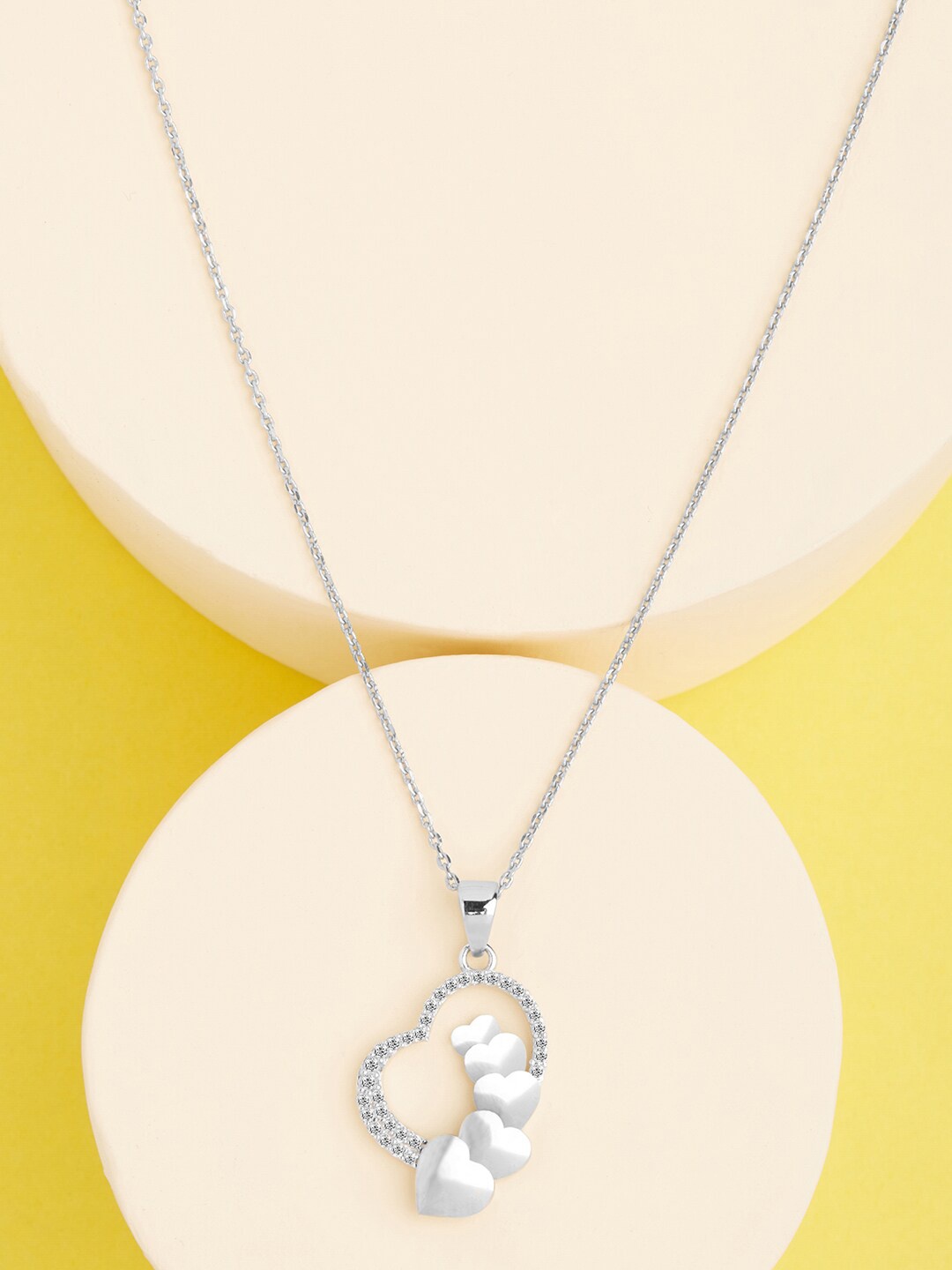 

GIVA 925 Sterling Silver Rhodium Plated Heart Rivulet Pendant With Link Chain