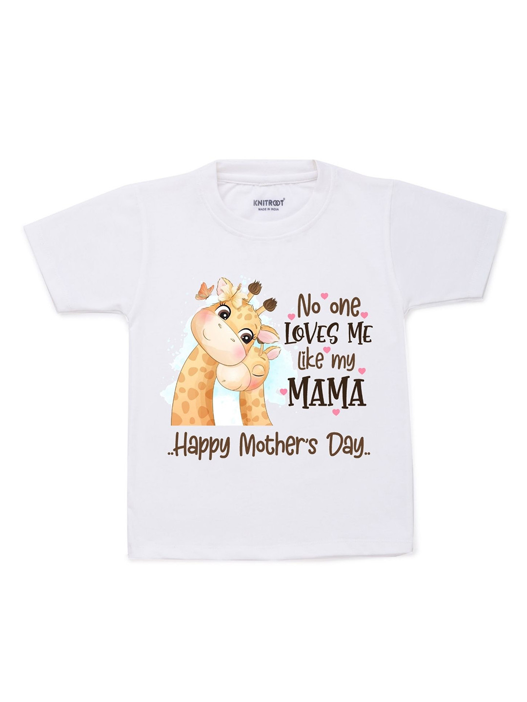

KNITROOT Unisex Kids White Mother's Day Printed Regular Fit Cotton T-shirt