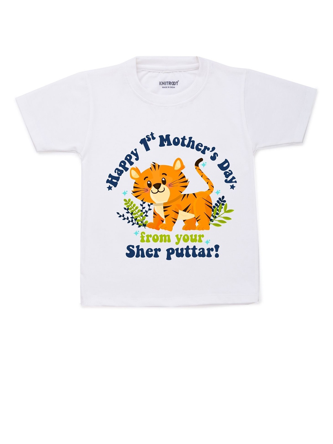 

KNITROOT Unisex Kids White Mother's Day Printed Regular Fit Cotton T-shirt