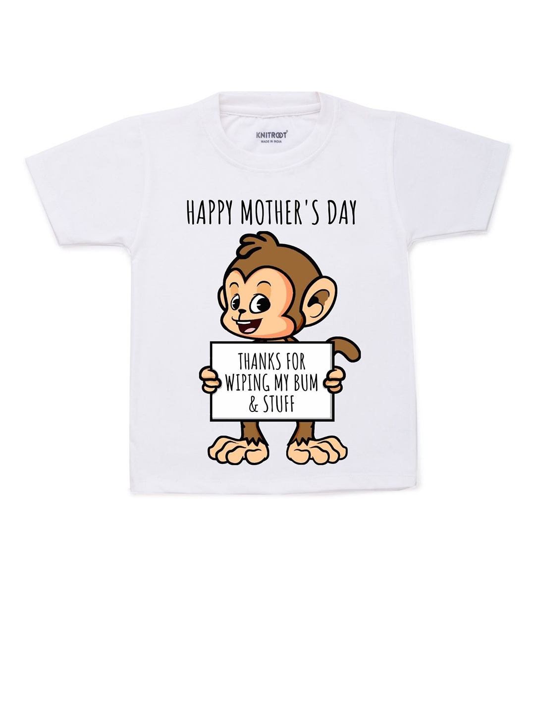 

KNITROOT Kids White Graphic Printed Cotton T-shirt