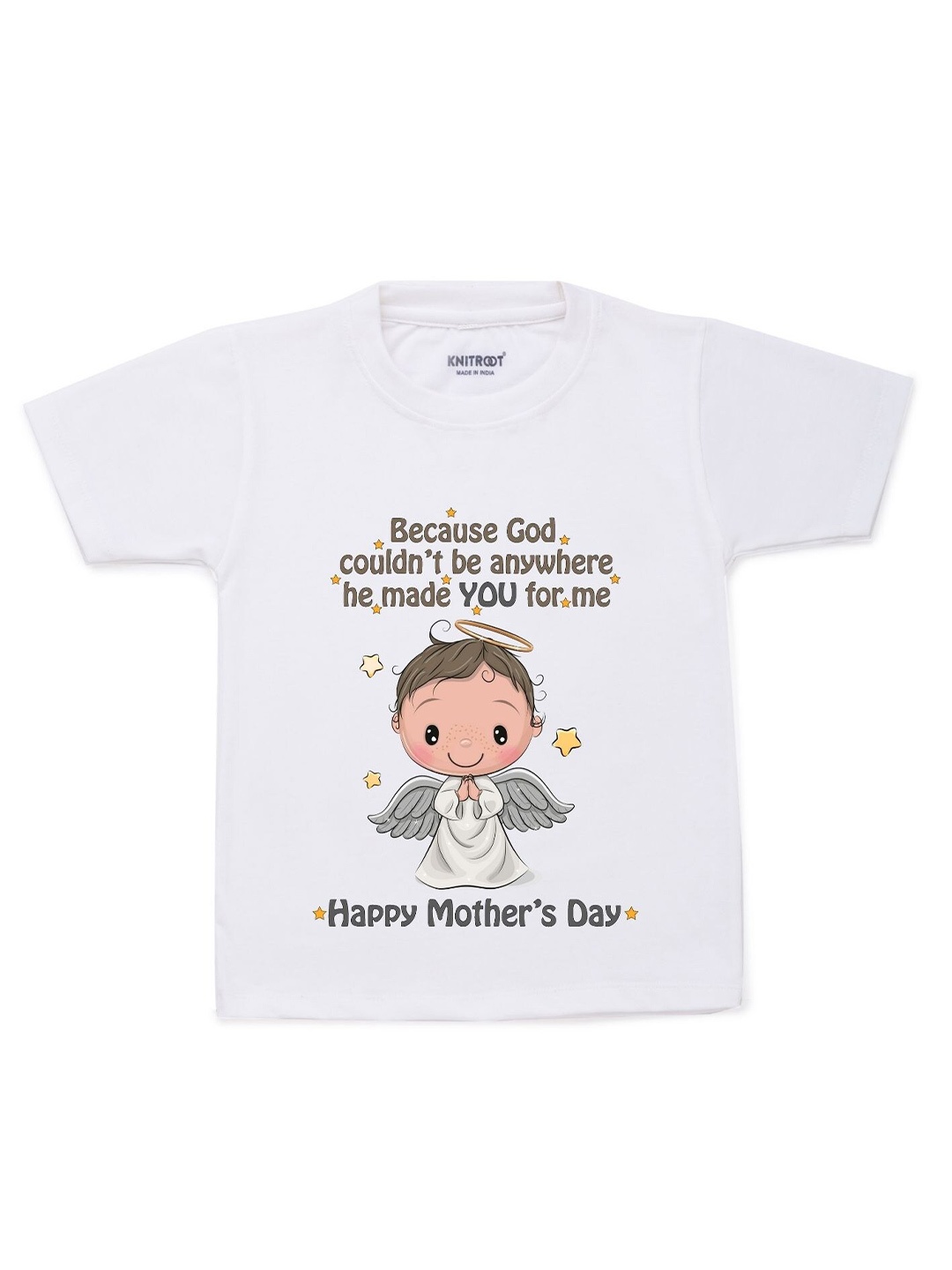 

KNITROOT Kids White Graphic Printed Cotton Regular Fit T-shirt
