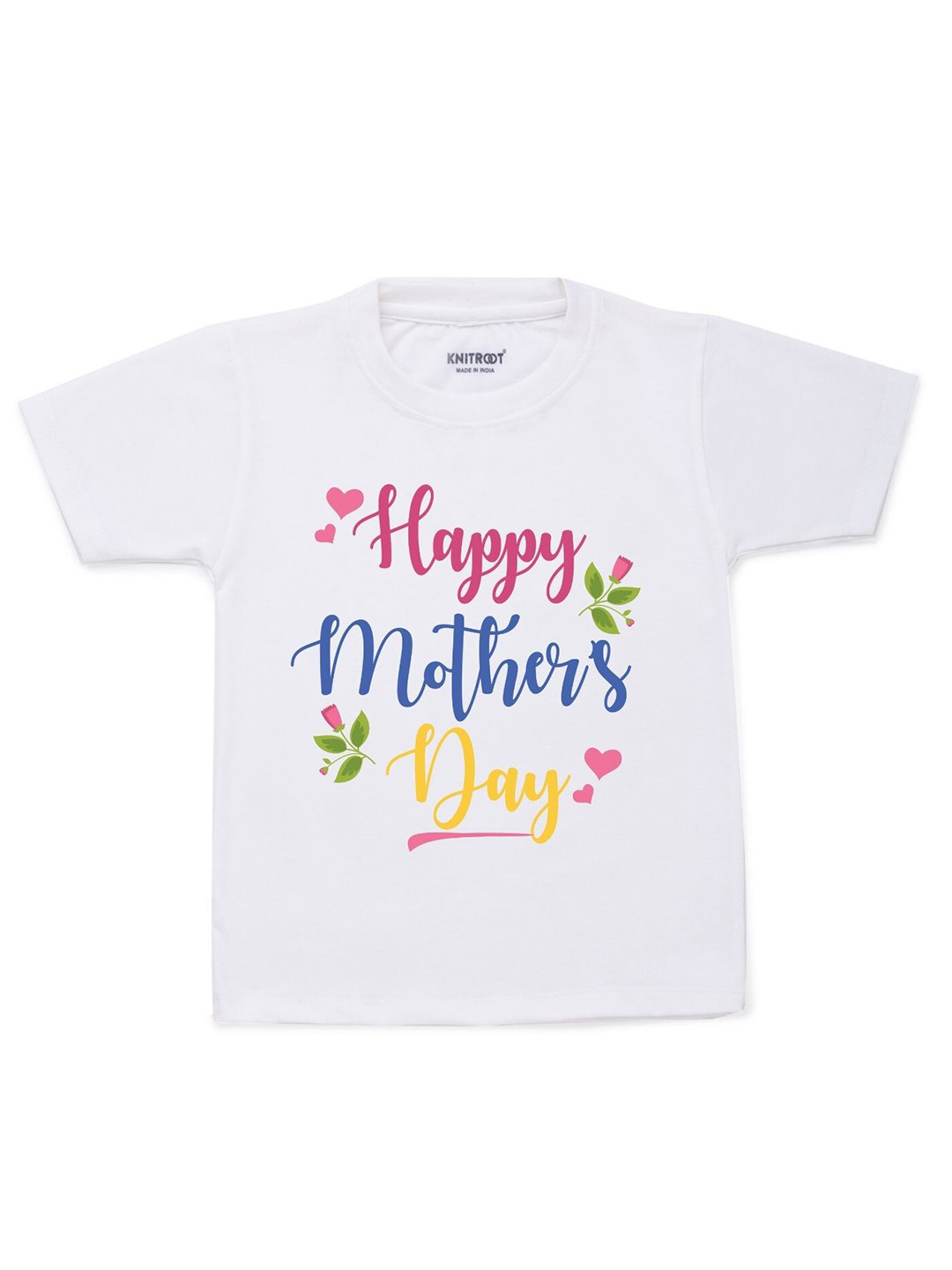 

KNITROOT Unisex Kids White Mother's Day Printed Regular Fit Cotton T-shirt