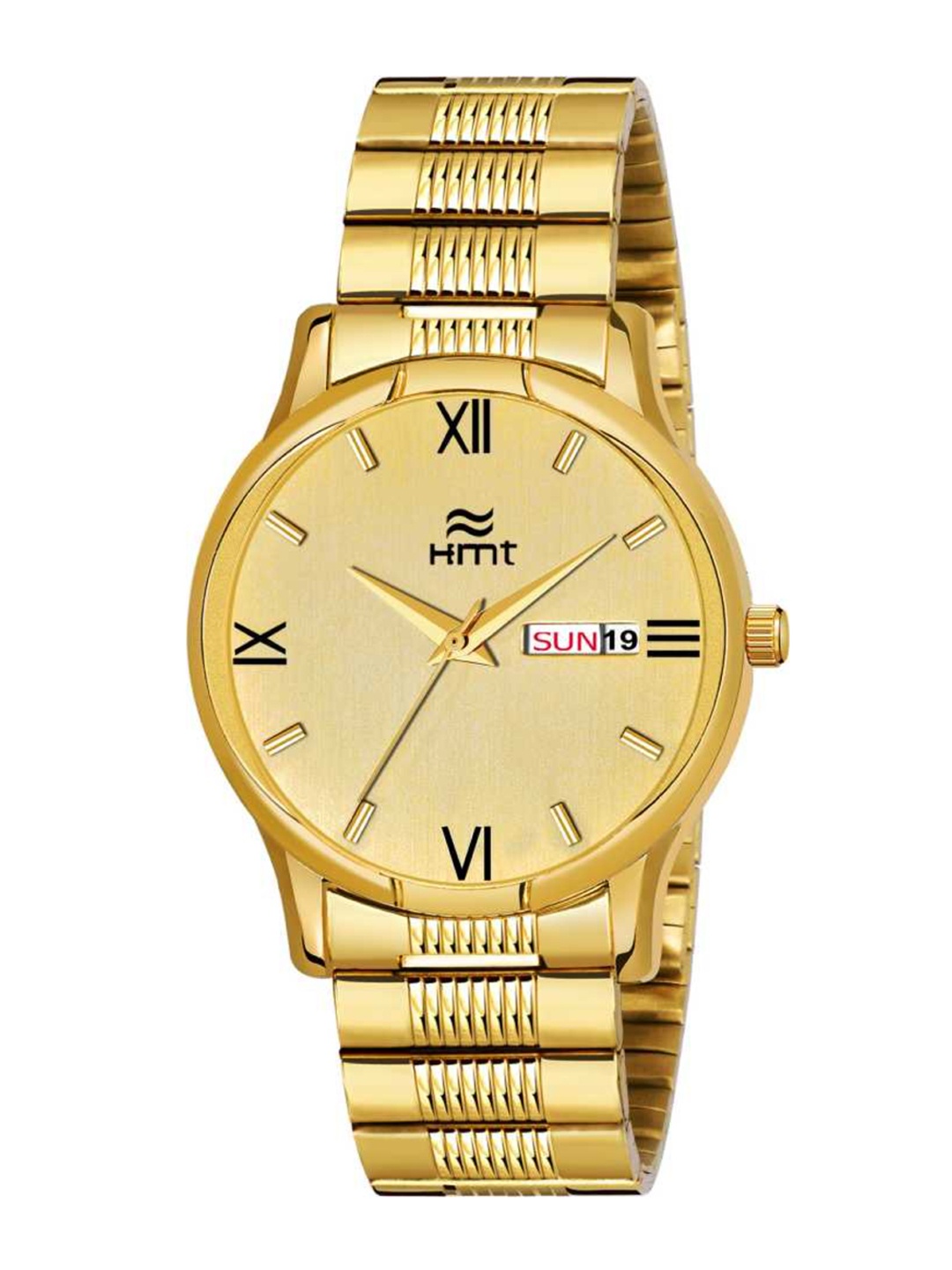 

HAMT Men Gold-Toned Brass Dial & Gold Toned Bracelet Style Straps Analogue Watch HT-GR350-GLD-CH