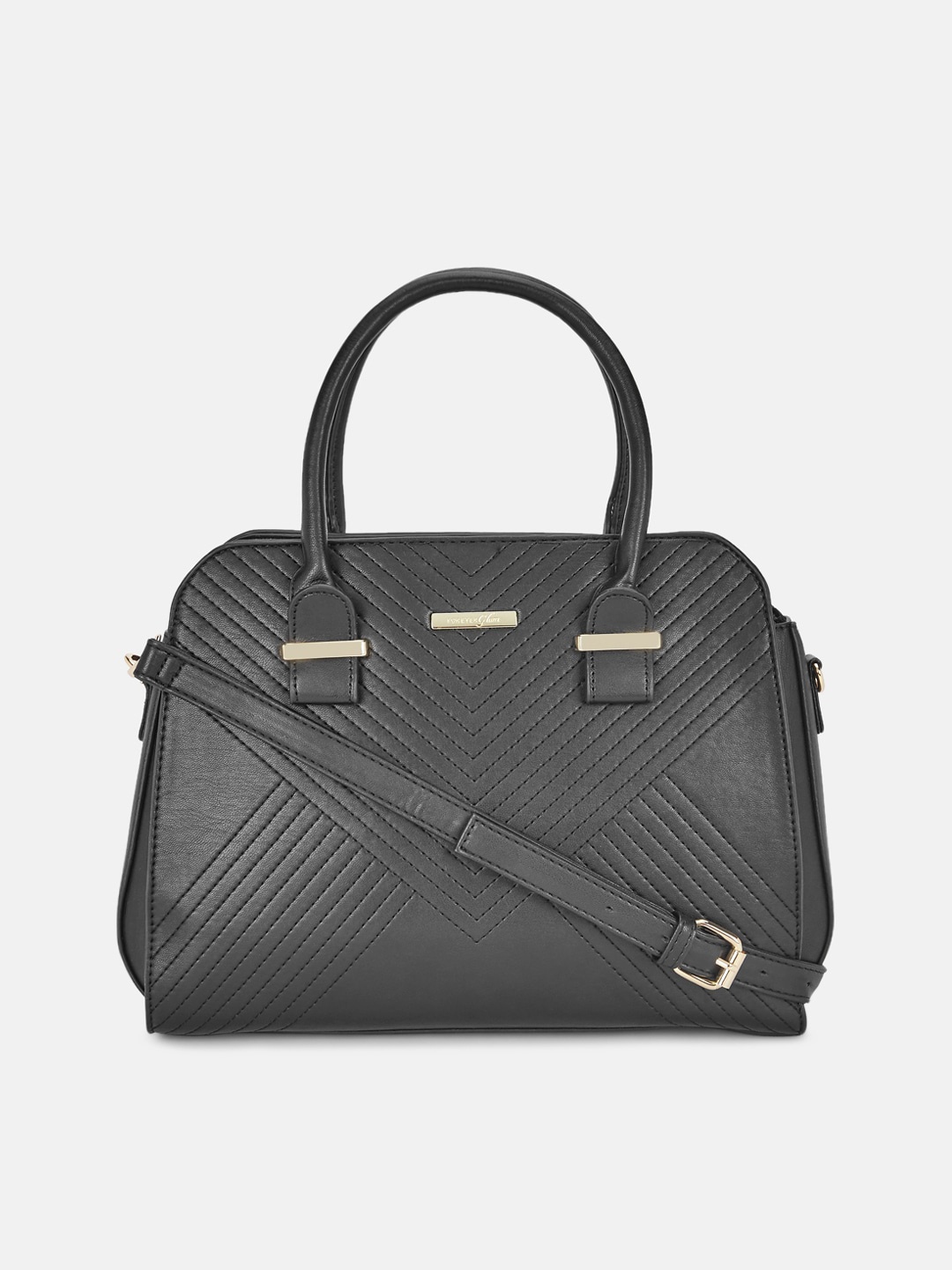 

Forever Glam by Pantaloons Black Embroidered Structured Handheld Bag