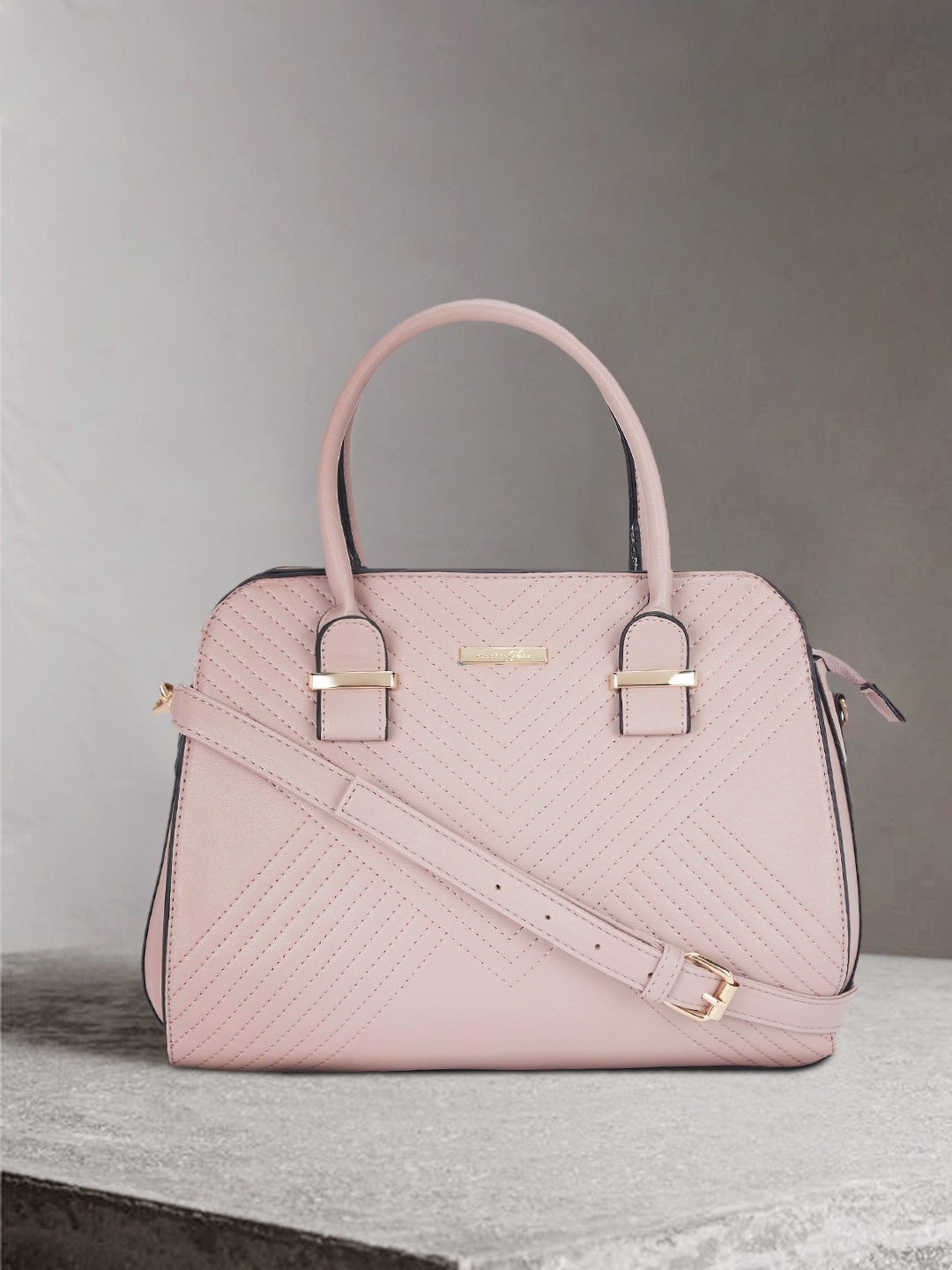 

Forever Glam by Pantaloons Pink Embroidered Structured Handheld Bag