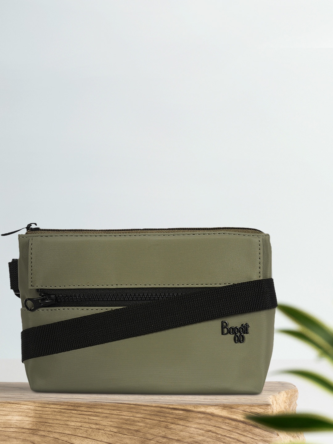 

Baggit Green Colourblocked Structured Sling Bag