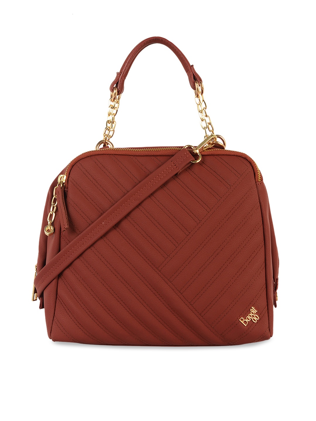 

Baggit Rust Structured Quilted Handheld Bag