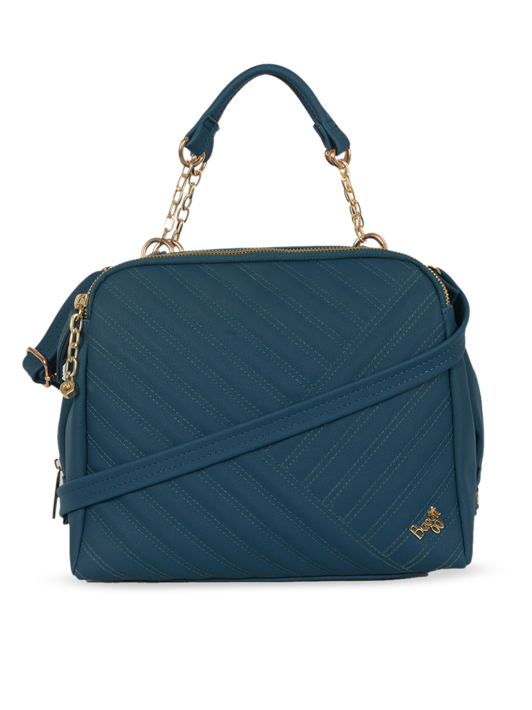 

Baggit Teal Structured Handheld Bag with Quilted
