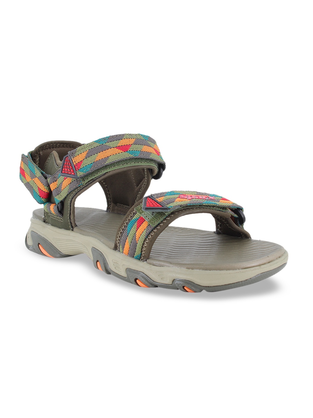 

Sparx Men Olive Green & Red Sports Sandals