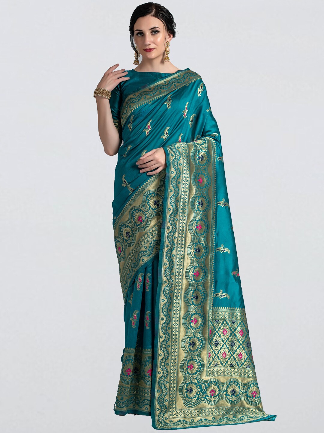 

cbazaar Green Woven Design Saree