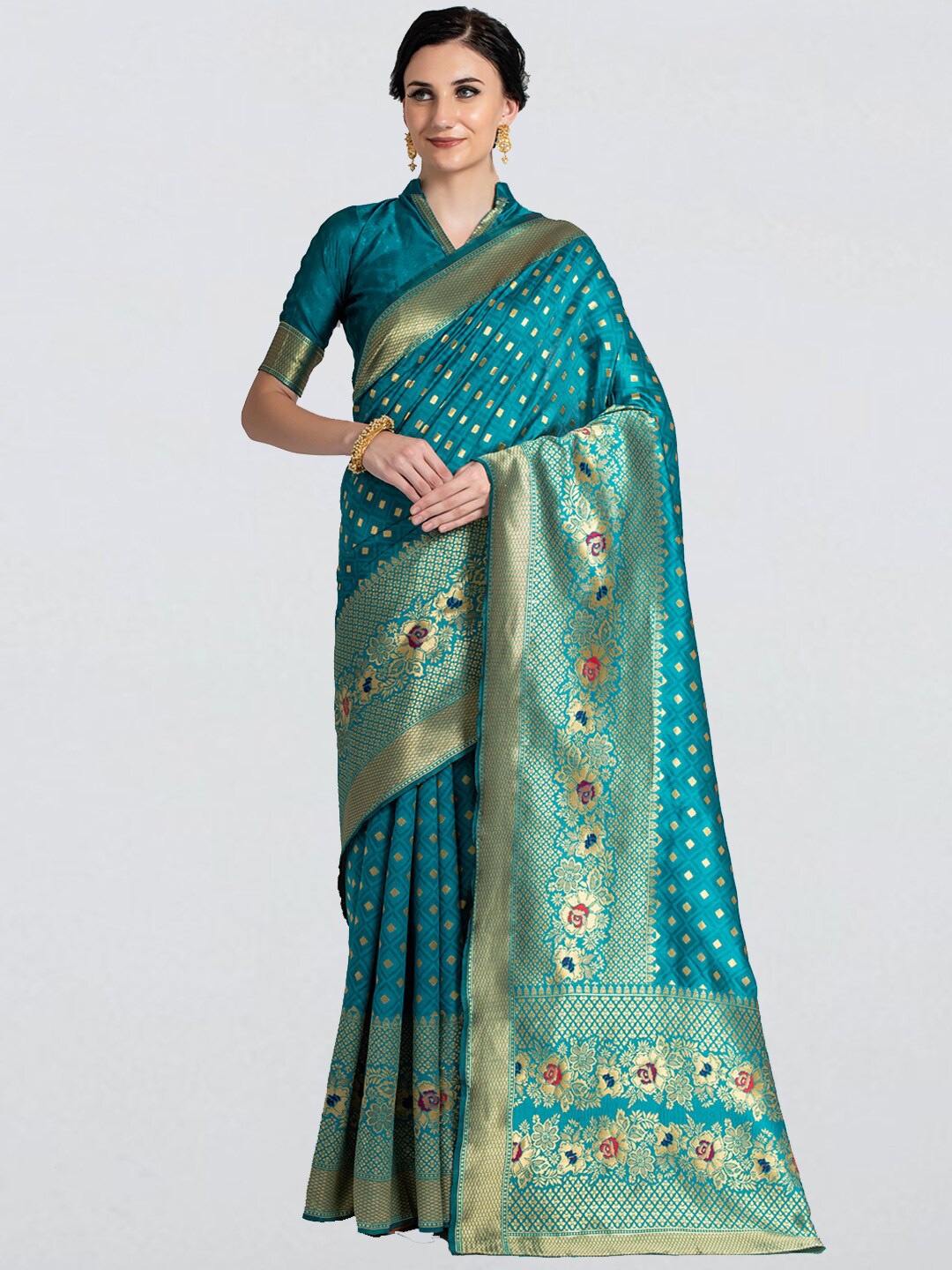 

cbazaar Green Woven Design Saree