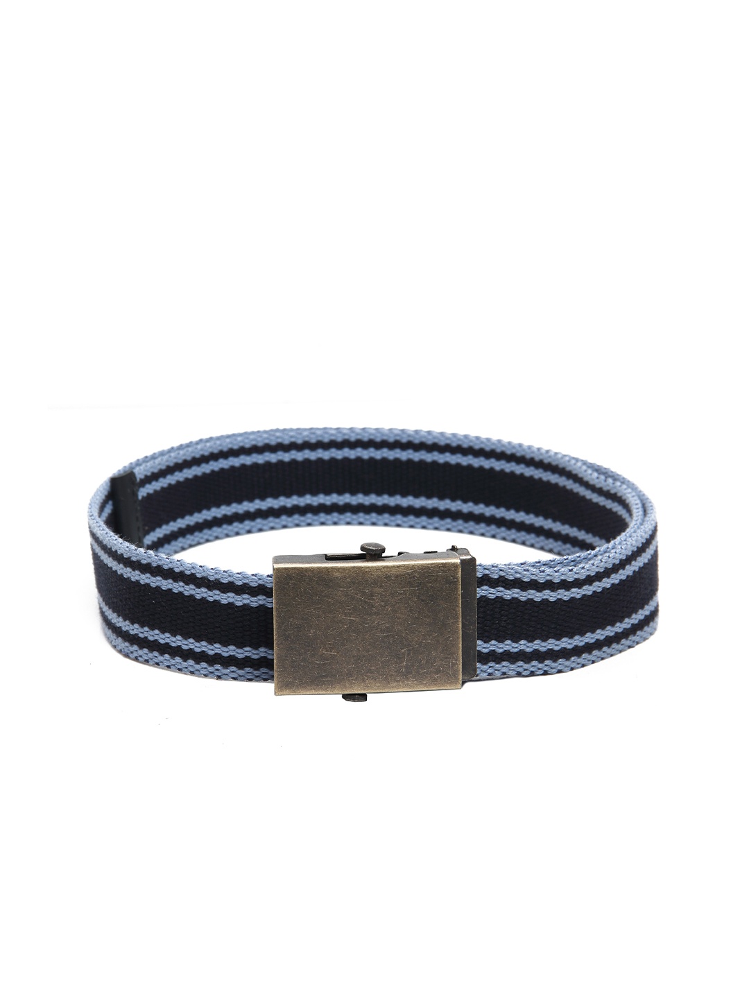 

Calvadoss Men Navy Blue Striped Belt