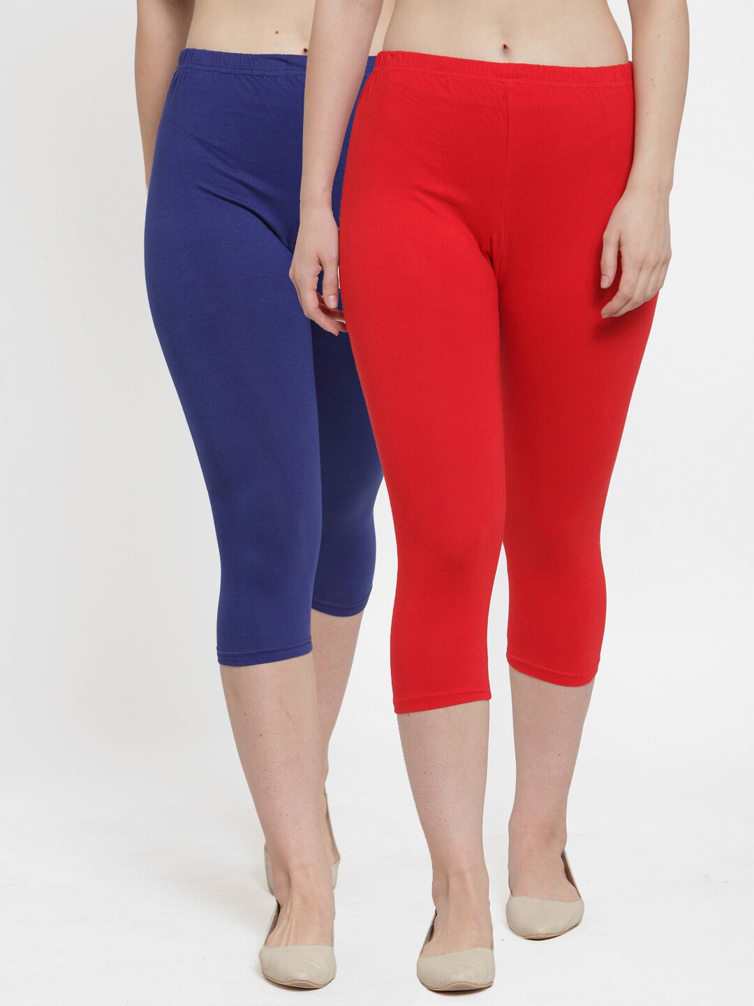 

GRACIT Women Red & Blue Pack of 2 Capris