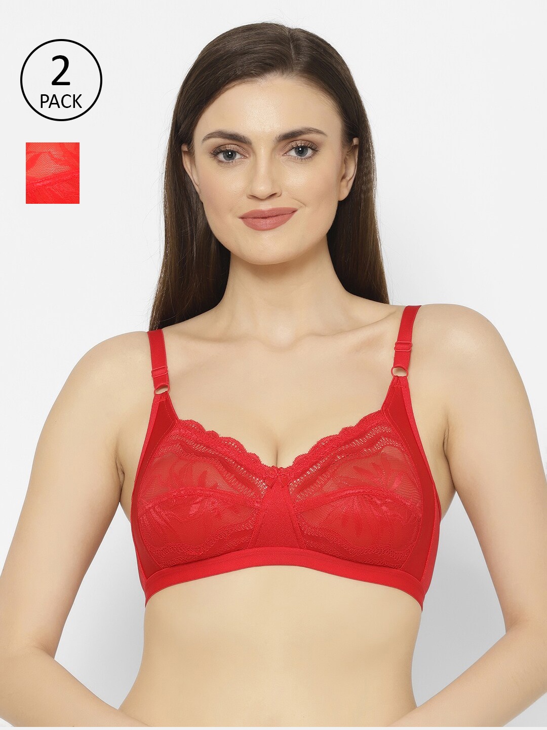 

Floret Pack Of 2 Red Floral Bra