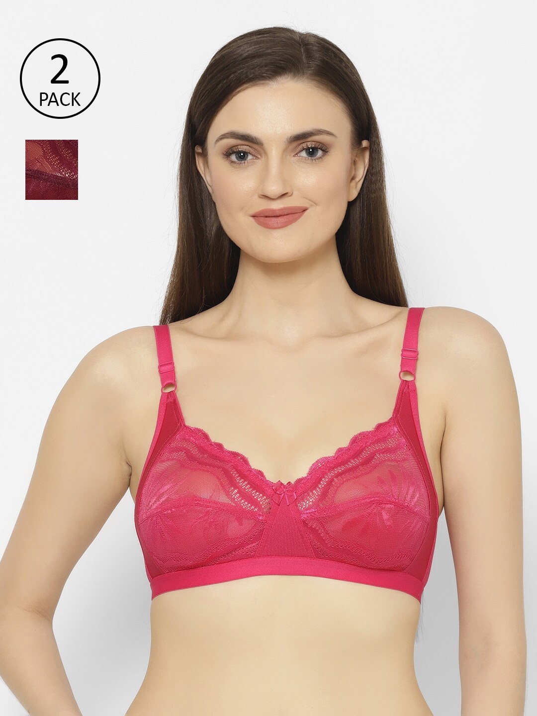 

Floret Set Of 2 Burgundy & Pink Bra