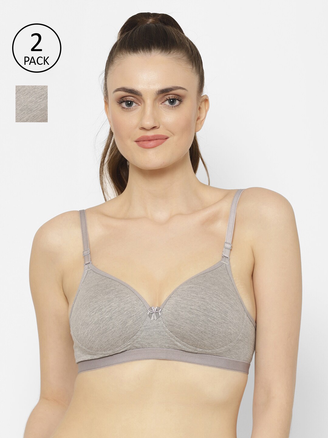 

Floret Grey Melange Pack of 2 Bra Lightly Padded