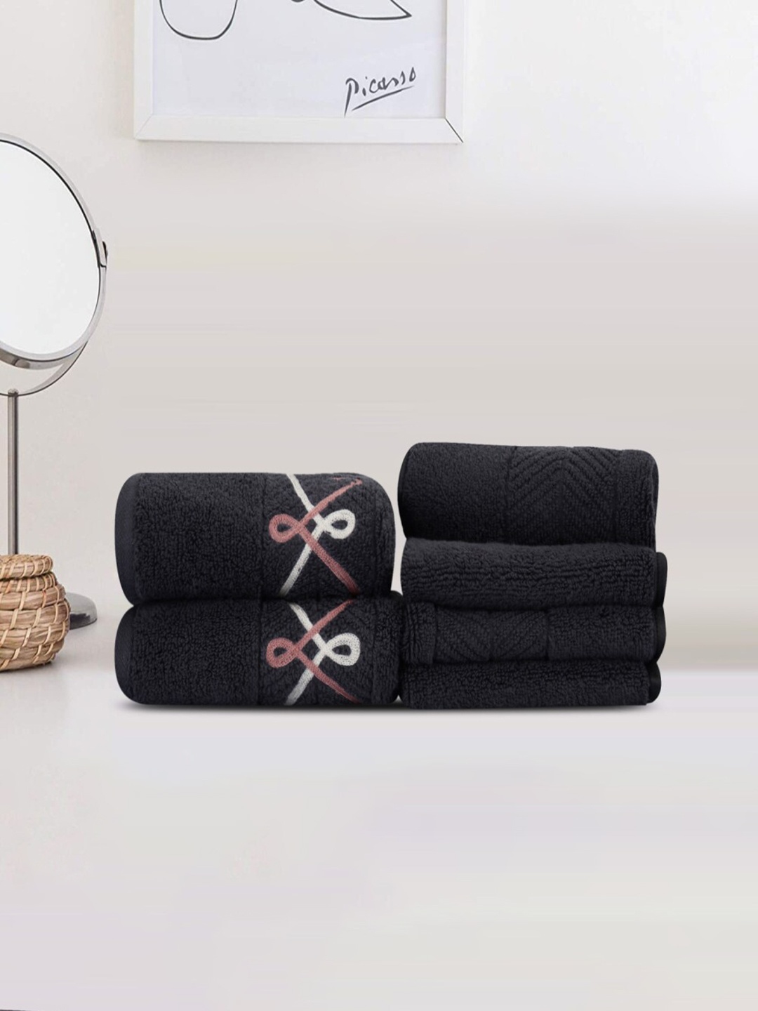 

LUSH & BEYOND Set Of 6 Charcoal Solid 500 GSM Towel Set