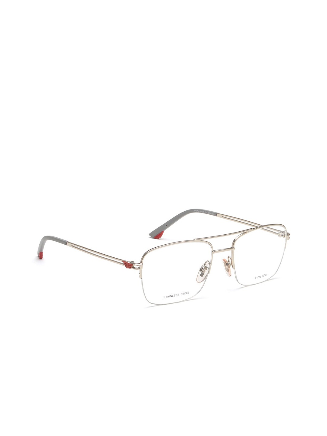 

Police Men Silver-Toned Half Rim Square Frames VPL879A53579FR