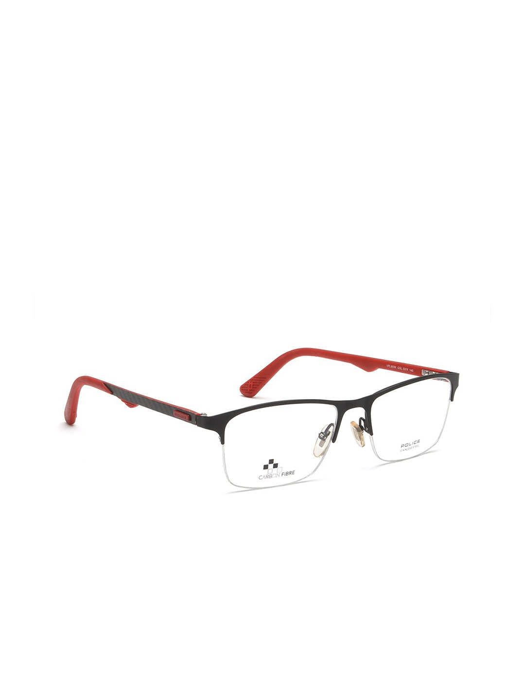 

Police Men Black & Red Half Rim Square Frames VPL693K52531YFR