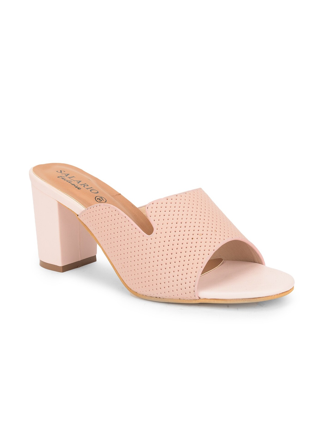 

SALARIO Pink Textured Block Peep Toes