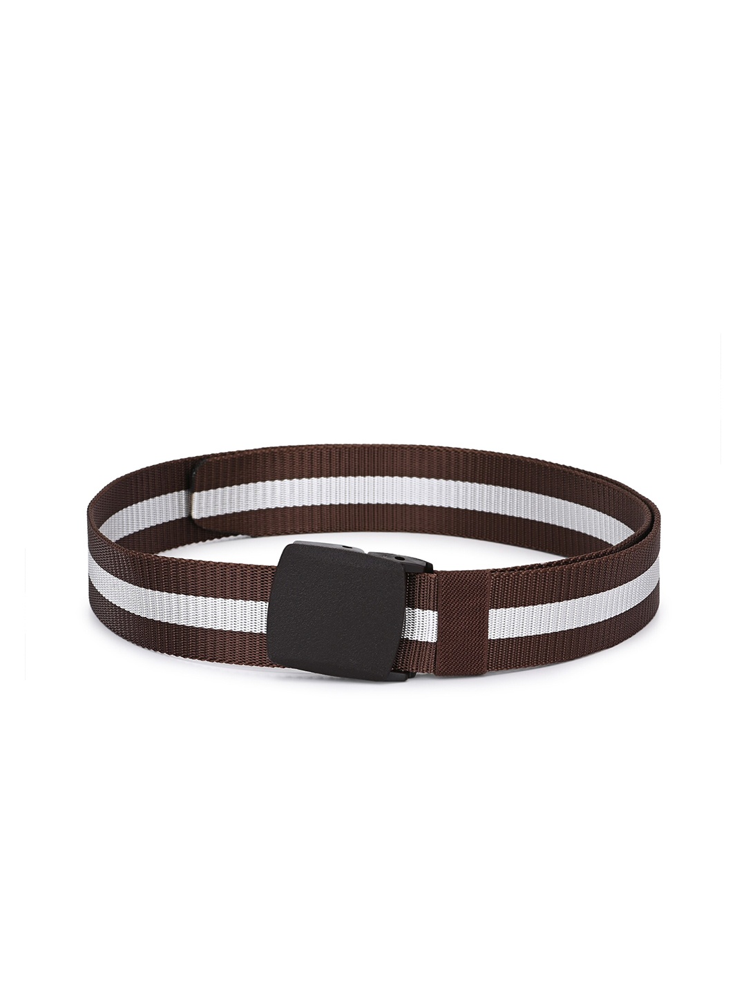 

Calvadoss Men Brown Striped Polyester Canvas Belt