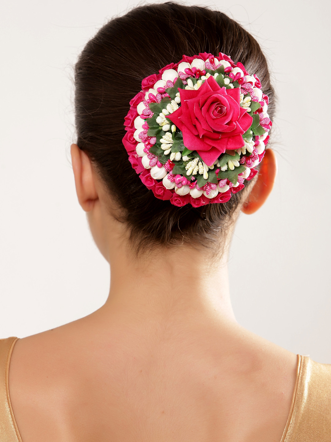 

PANASH Women White & Green Rose Hair Bun Cover