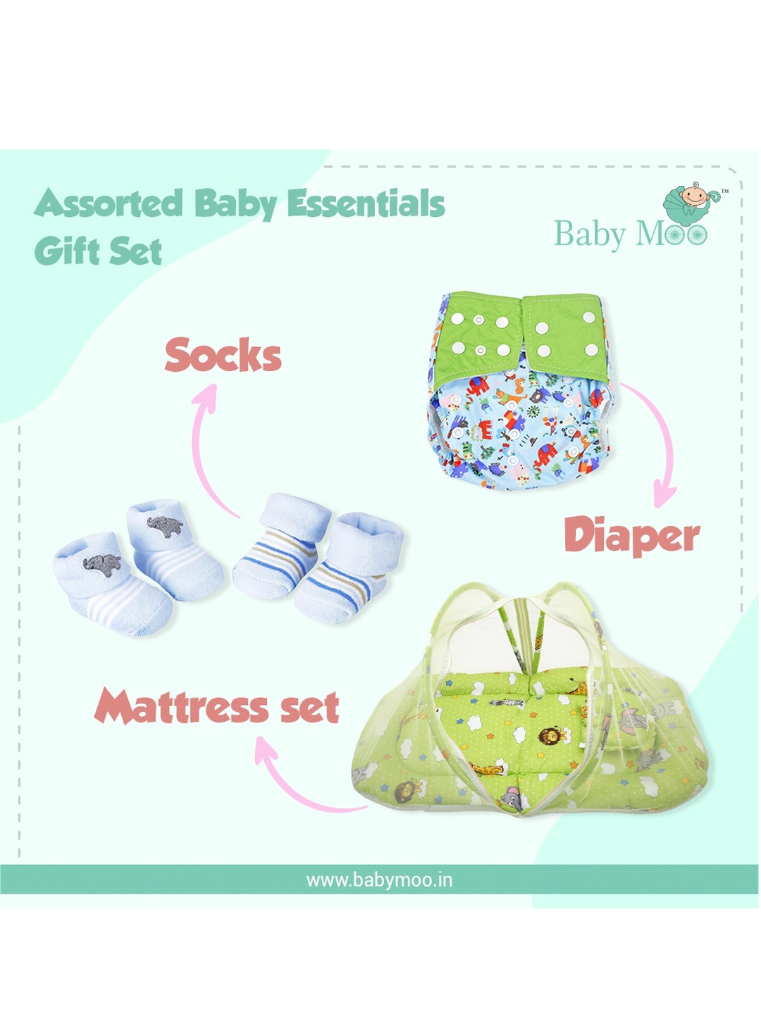

Baby Moo Kids Green & Blue 6 Pieces Essentials Gift Set