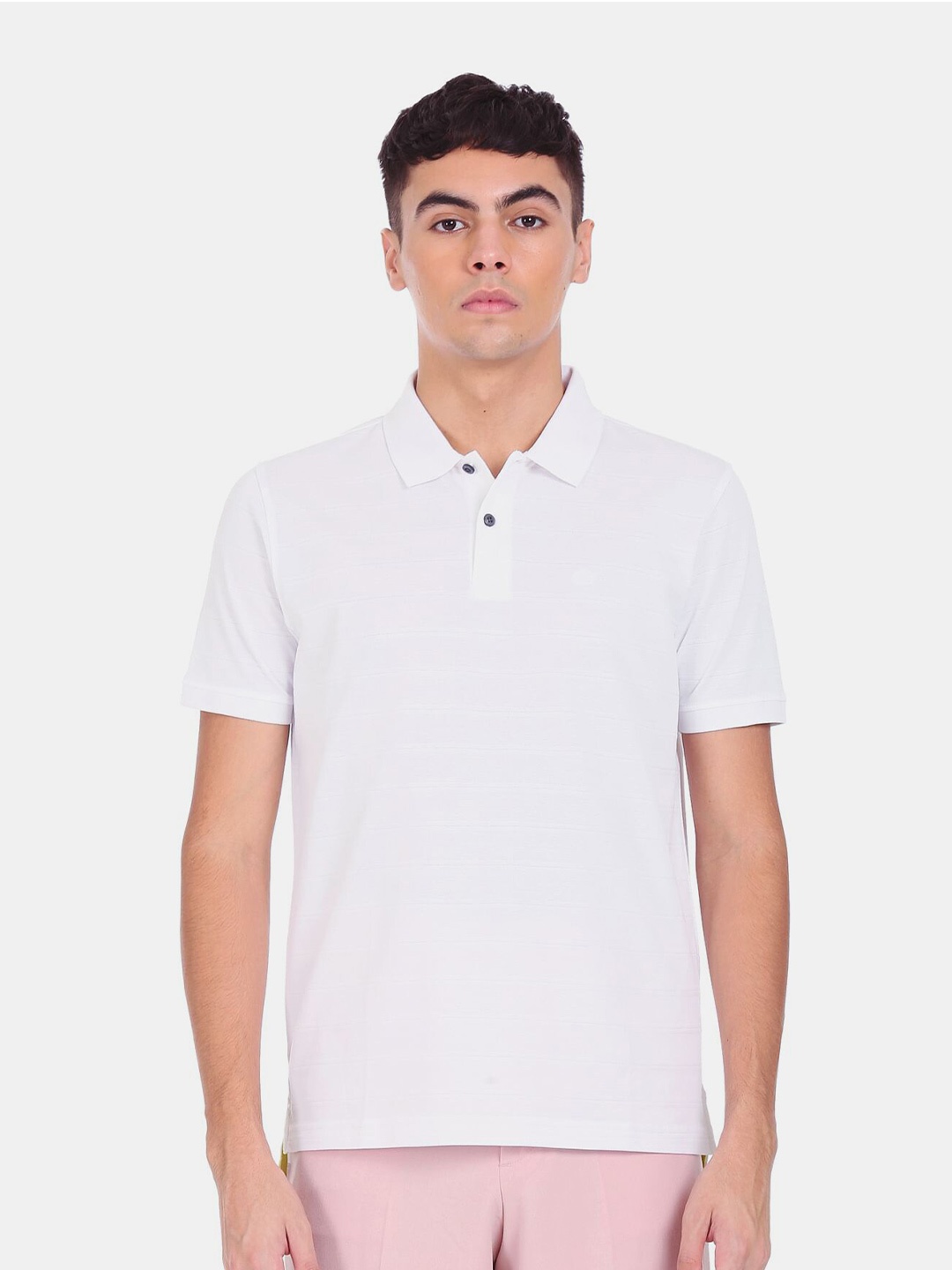 

Arrow Men White Polo Collar Cotton Regular Fit T-shirt