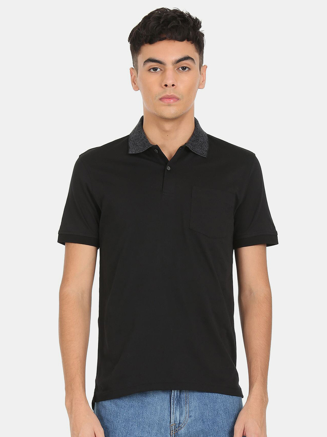 

Arrow Men Black Polo Collar Pure Cotton Regular Fit T-shirt