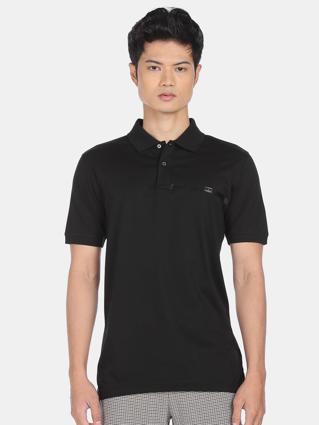 

Arrow Men Black Polo Collar Regular-Fit Pure Cotton T-shirt