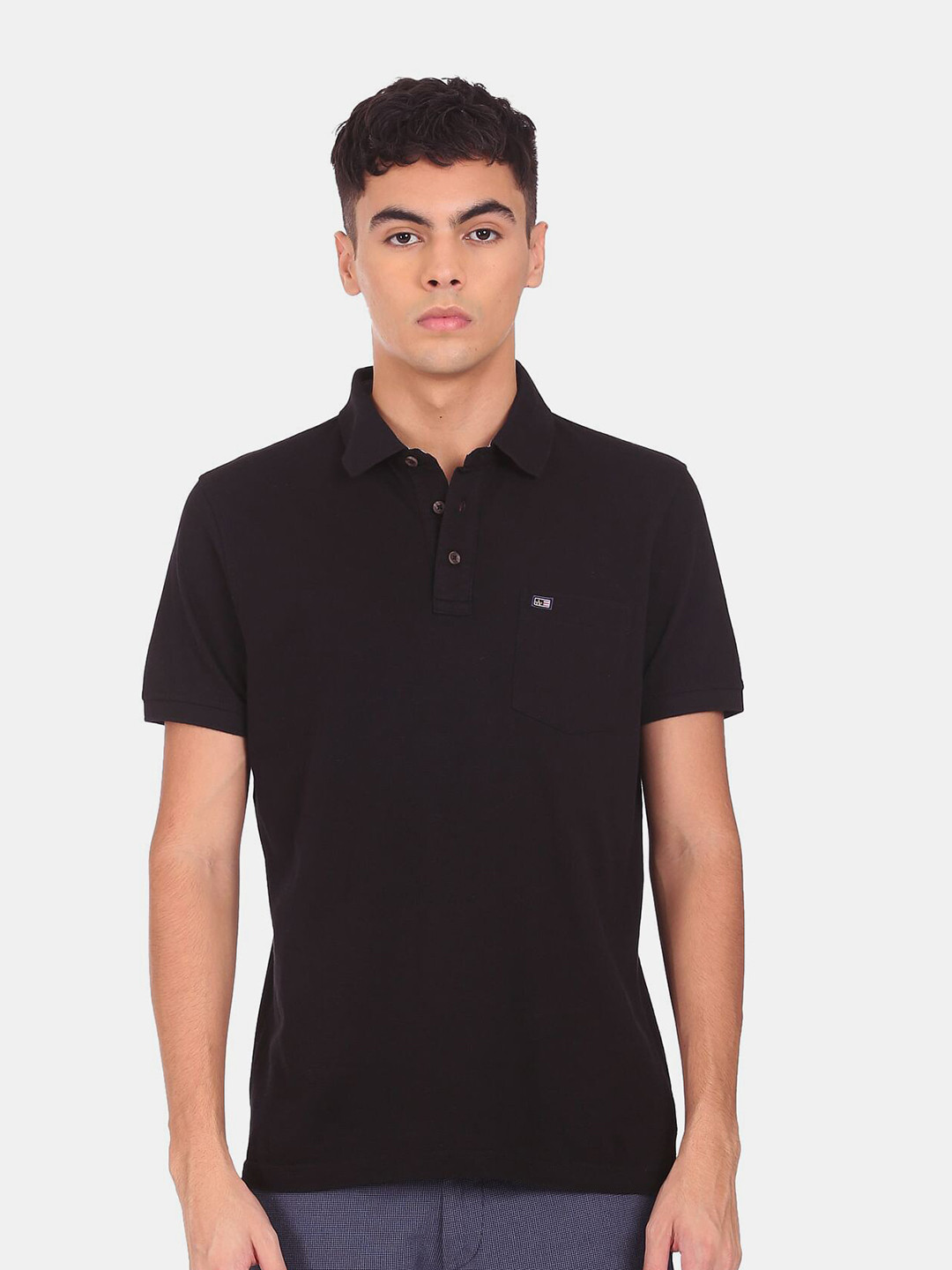 

Arrow Men Black Solid Polo Collar Regular-Fit Pure Cotton T-shirt