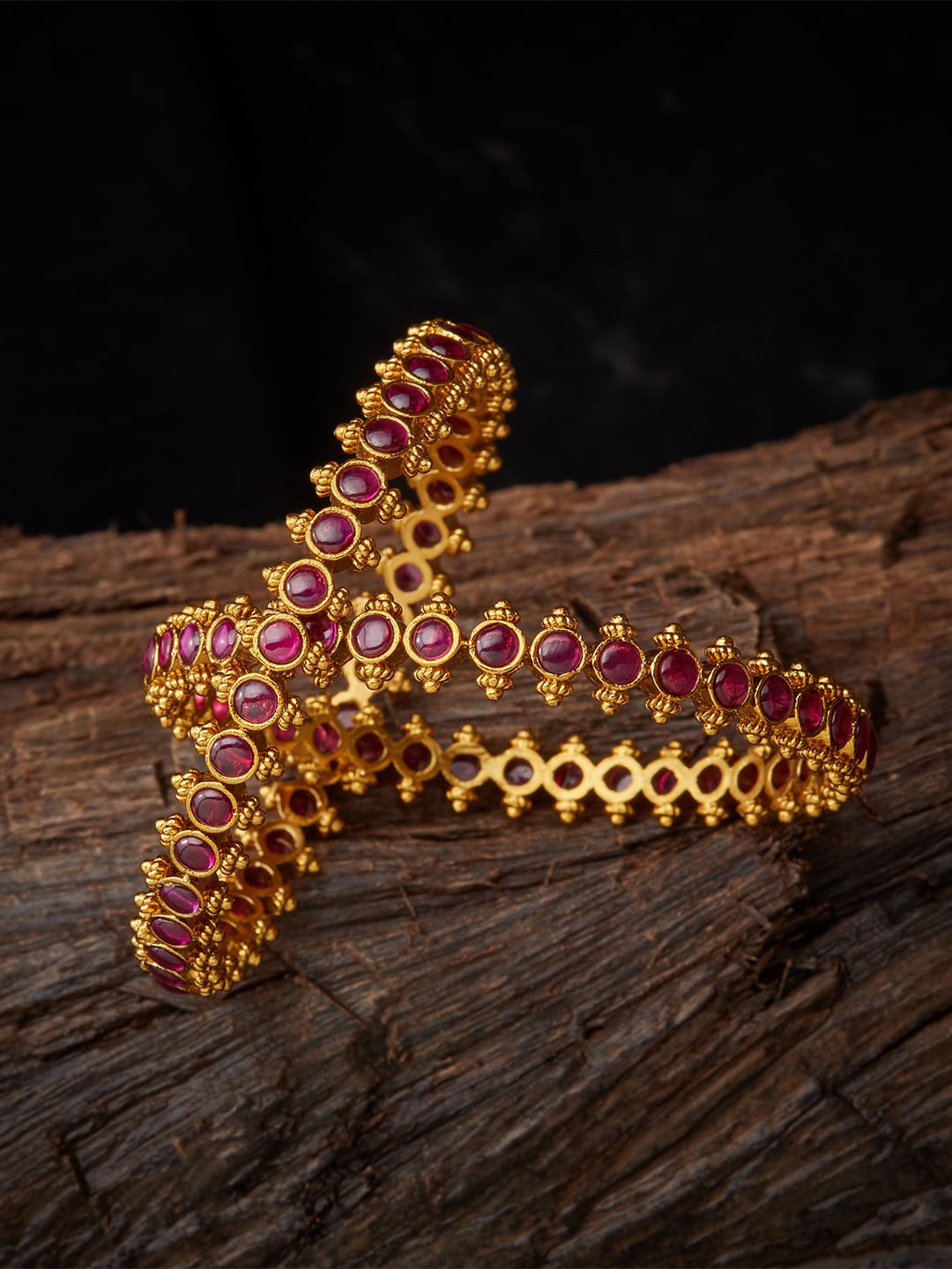 

Kushal's Fashion Jewellery Pink Gold-Plated Ruby-Studded Bangle