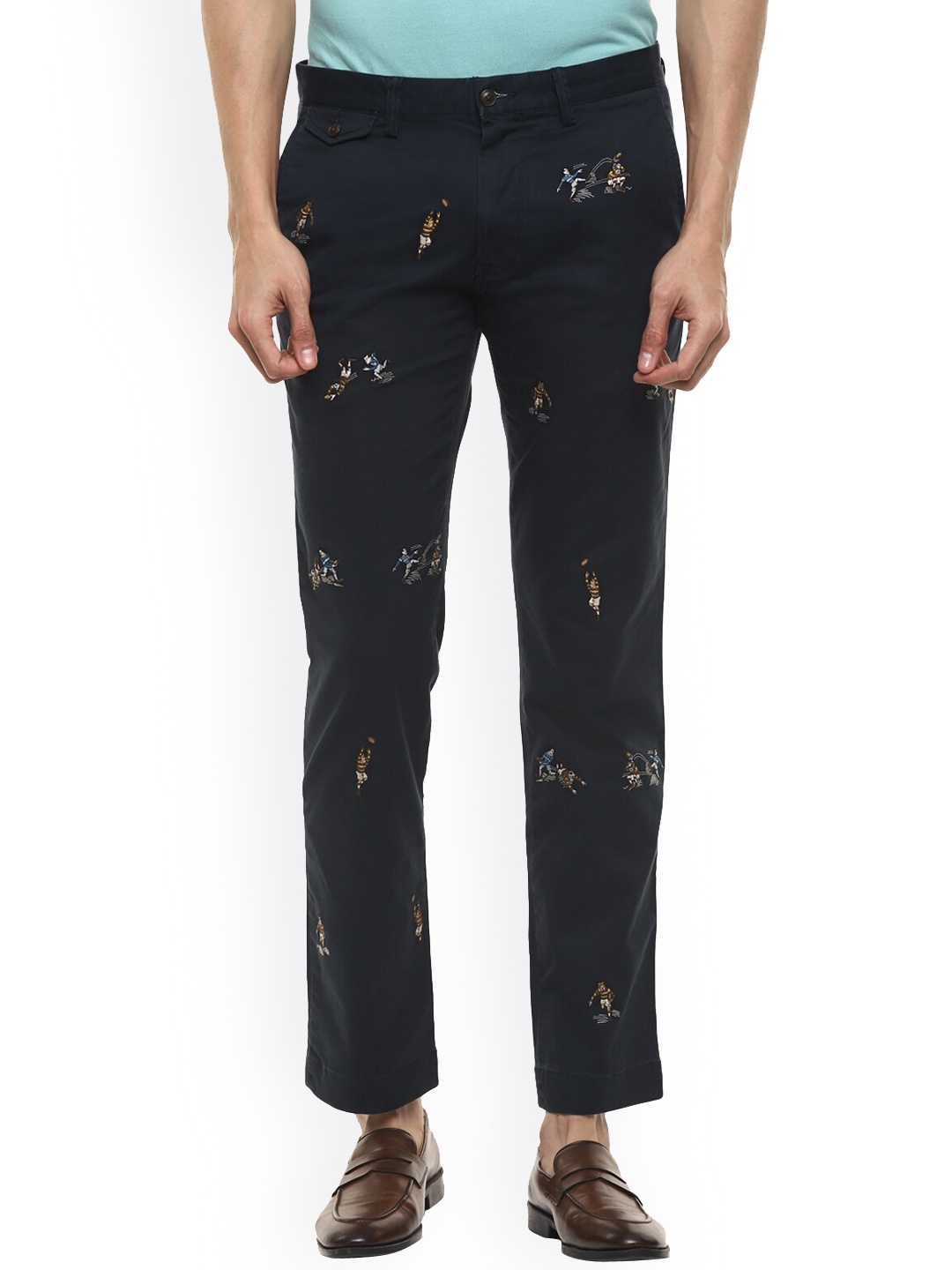 

Polo Ralph Lauren Men Navy Blue Printed Trousers