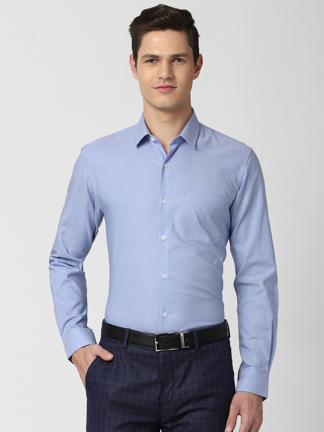 

Peter England Men Blue Slim Fit Pure Cotton Formal Shirt