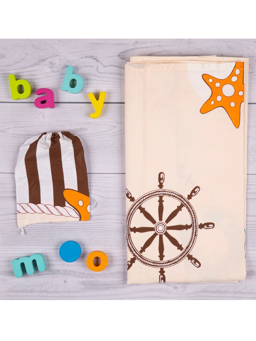 

Baby Moo Infant Cream-Coloured & Orange Patterned Nursing Cover