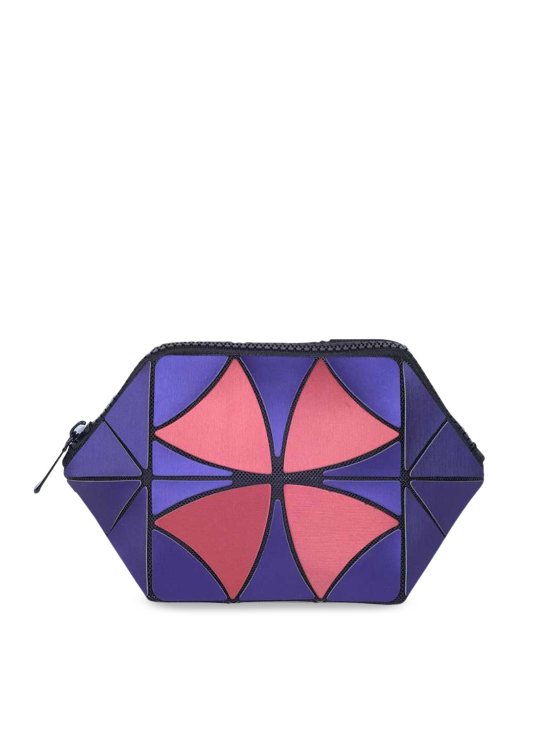 

BAOMI Purple Geometric Make-Up Pouch