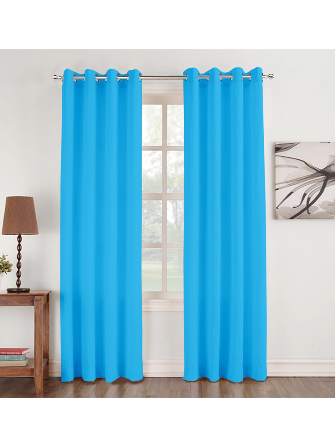 

Lushomes Blue Set of 2 Door Curtain