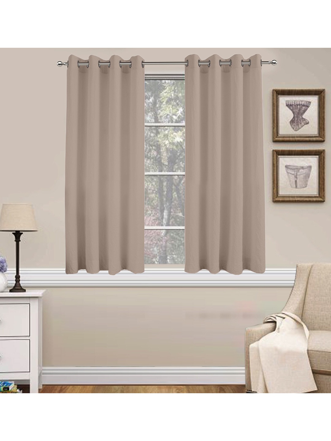 

Lushomes Brown Solid Set of 2 Window Curtain