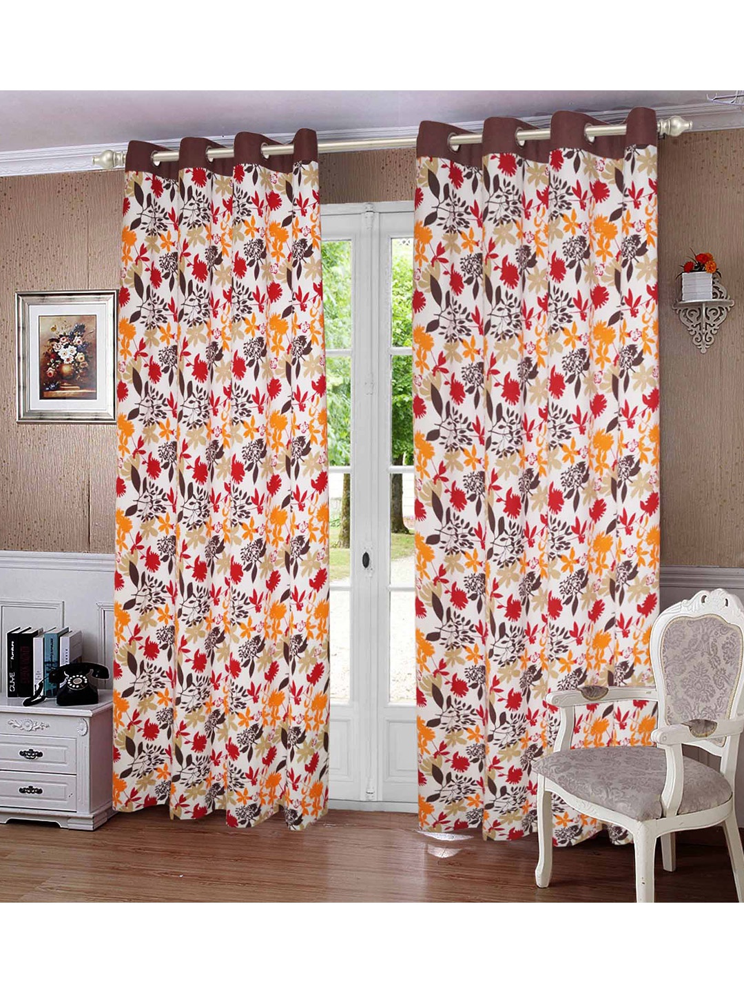 

Lushomes Multicoloured Floral Printed Door Curtain, Multi