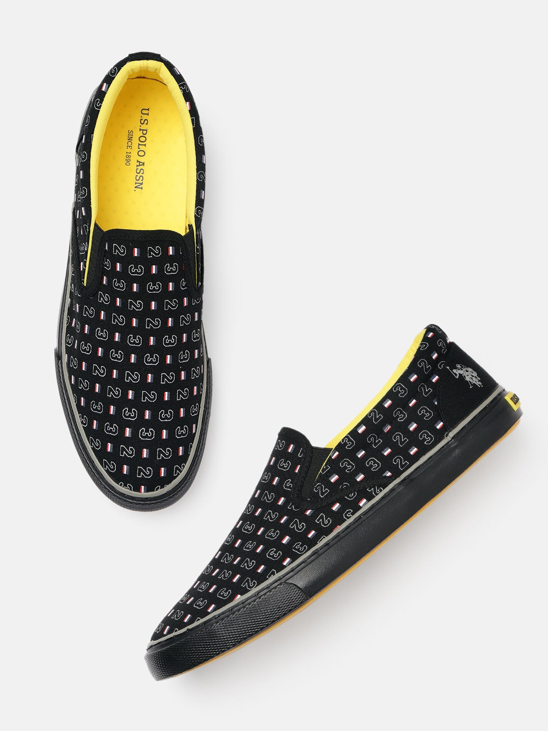 

U.S. Polo Assn. Men Black AINSLEY Printed Slip-On Sneakers