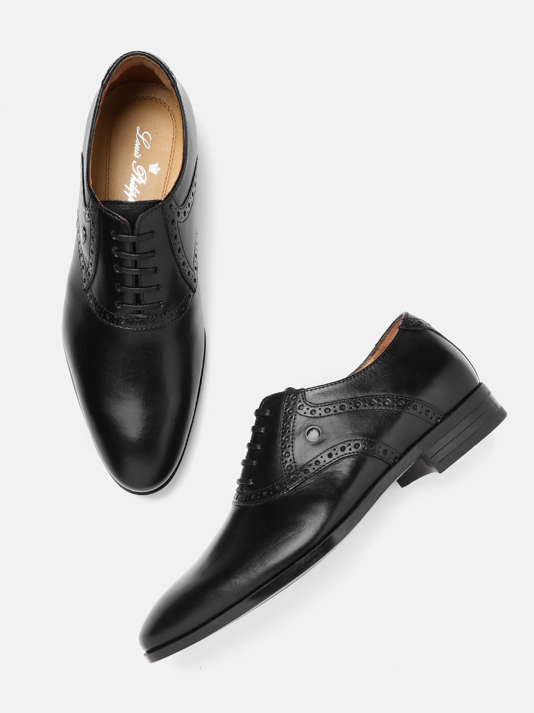 

Louis Philippe Men Black Solid Leather Formal Oxfords