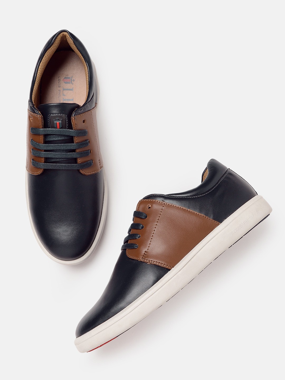 

Louis Philippe Sport Men Navy Blue & Brown Solid Sneakers