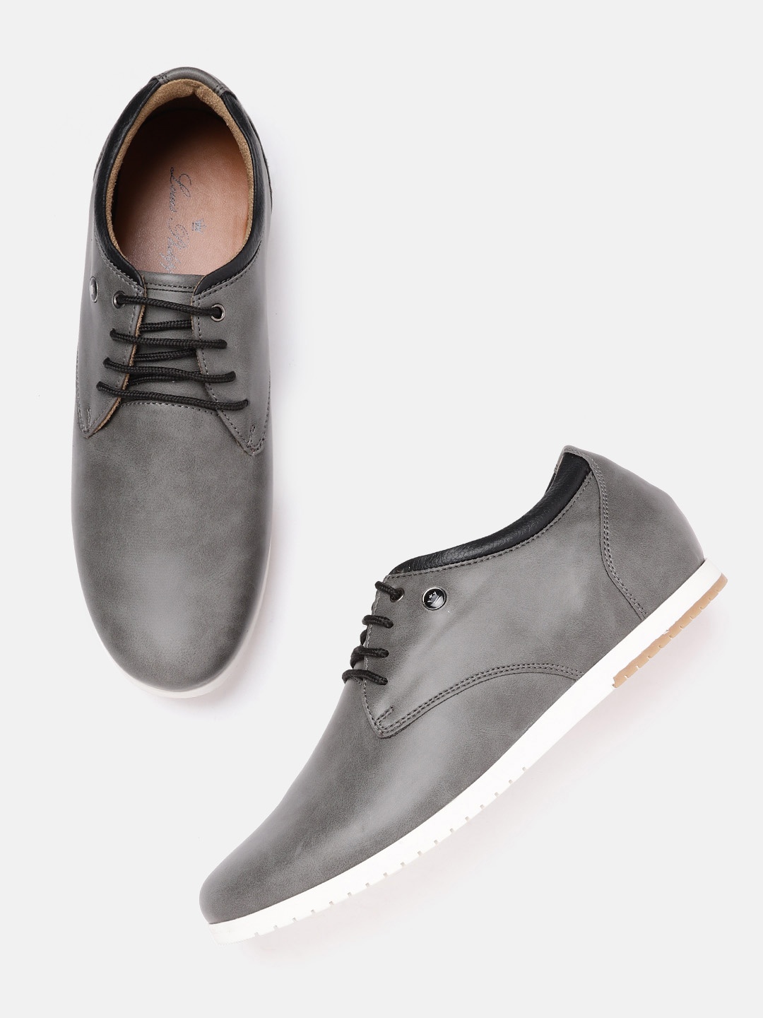 

Louis Philippe Sport Men Grey Solid Derbys