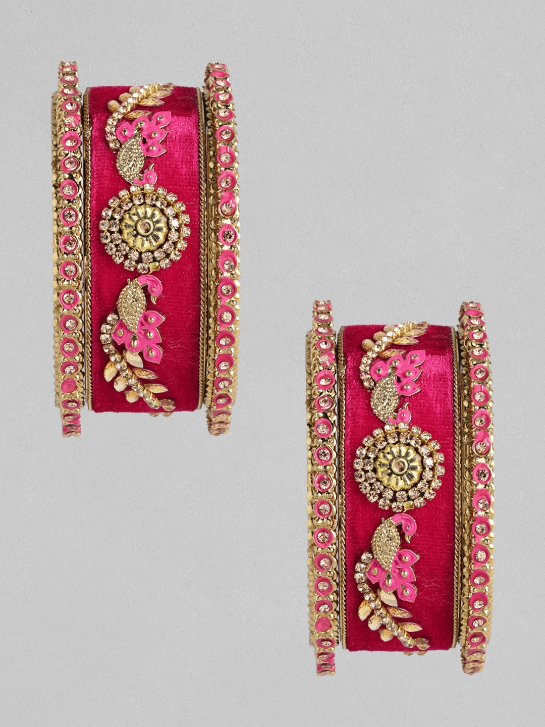 

AccessHer Set of 6 Gold Plated Pink Bangles