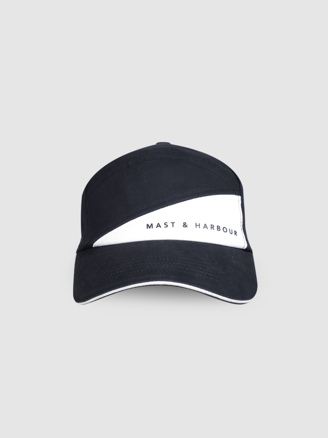 

Mast & Harbour Unisex Black & White Colourblocked Snapback Cap